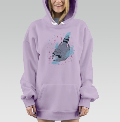 Парящий енот, Hoodie Mjhigh Dig Mel, Fiolet, утепленная