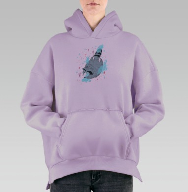 Парящий енот, Hoodie Oversize Fiolet, утепленная