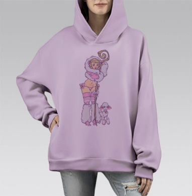 Пастушка, Hoodie Mono Fiolet, оверсайз, утепленная