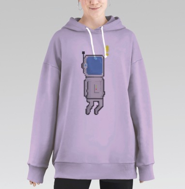 Пиксель Арт Космонавт, Hoodie Long Oversize Fiolet