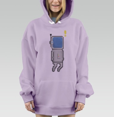 Пиксель Арт Космонавт, Hoodie Mjhigh Dig Mel, Fiolet, утепленная