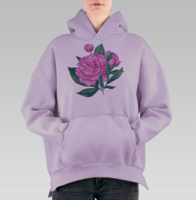 Пионовый Букет, Hoodie Oversize Fiolet, утепленная
