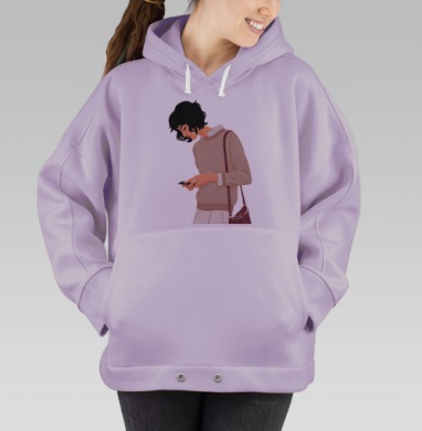 Погружение в цифровой мир: современная иллюстрация девушки, Hoodie Oversize Fiolet