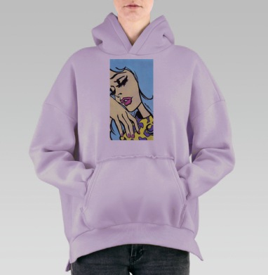 поп-арт девушка, Hoodie Oversize Fiolet, утепленная