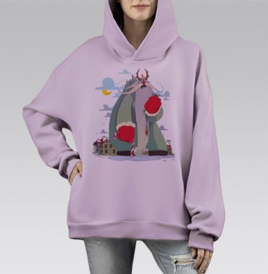 Праздник к нам приходит, Hoodie Mono Fiolet, оверсайз, утепленная