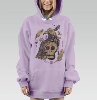 Птица бессмертия желтая, Hoodie Mjhigh Dig Mel, Fiolet, утепленная