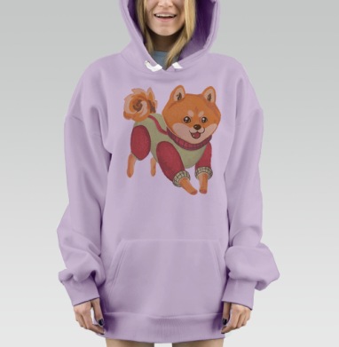 Радостный песик, Hoodie Mjhigh Dig Mel, Fiolet, утепленная