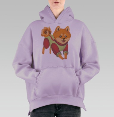 Радостный песик, Hoodie Oversize Fiolet, утепленная