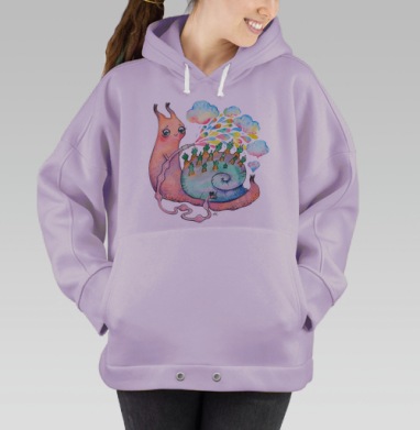 Радужная улитка поливает огород, Hoodie Oversize Fiolet