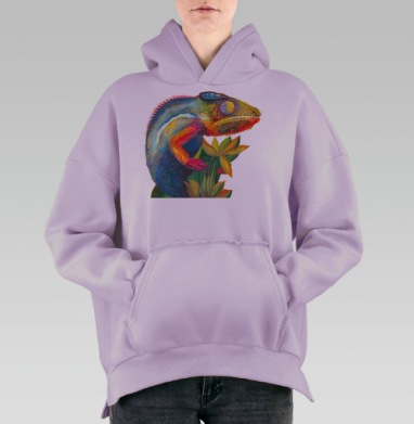 РАДУЖНЫЙ ХАМЕЛЕОН, Hoodie Oversize Fiolet, утепленная