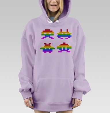 Rainbow Monsters / Радужные монстры, Hoodie Mjhigh Dig Mel, Fiolet, утепленная