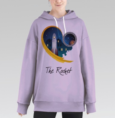 Ракета сердце, Hoodie Long Oversize Fiolet