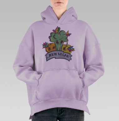 Ран Веган, Hoodie Oversize Fiolet, утепленная
