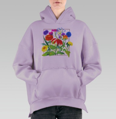 Разноцветье, Hoodie Oversize Fiolet, утепленная