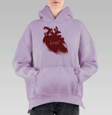 Реальная любовь, Hoodie Oversize Fiolet, утепленная