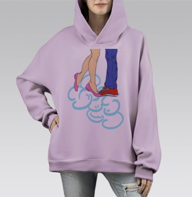 Романтический танец ног в розовом и красном, Hoodie Mono Fiolet, оверсайз, утепленная