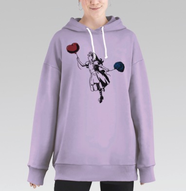 Романтичная девочка, Hoodie Long Oversize Fiolet