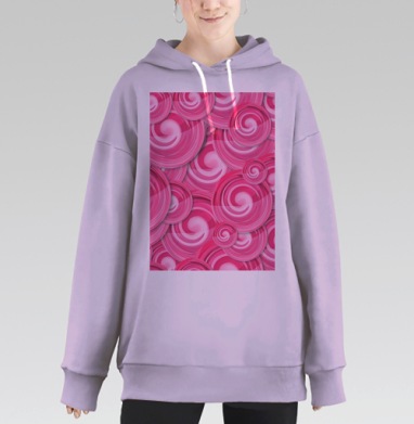 Розовые Спиральные Леденцы в Движении, Hoodie Long Oversize Fiolet