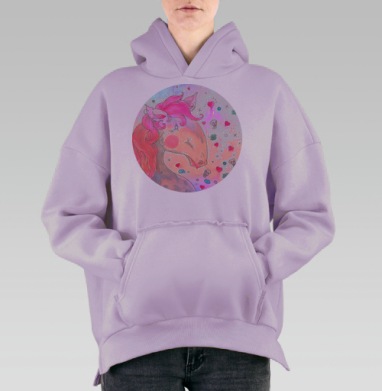 Розовый пони, Hoodie Oversize Fiolet, утепленная