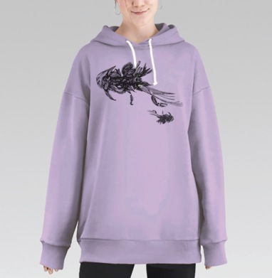 Рыбка графика, Hoodie Long Oversize Fiolet