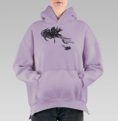 Рыбка графика, Hoodie Oversize Fiolet, утепленная