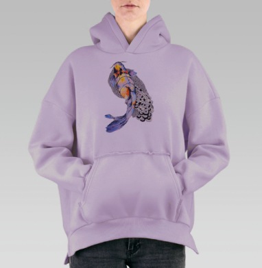 Рыбка кои, Hoodie Oversize Fiolet, утепленная
