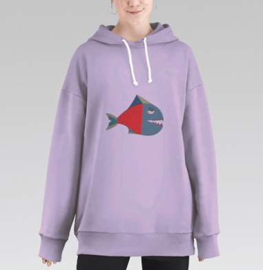 Рыбка проголодалась, Hoodie Long Oversize Fiolet