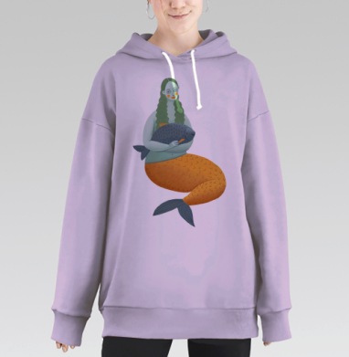 Русалка (Живая Азбука), Hoodie Long Oversize Fiolet