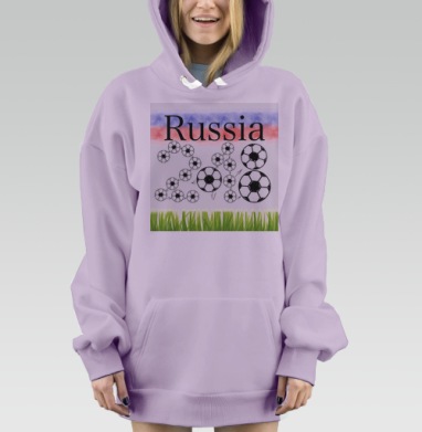 Russia футбол, Hoodie Mjhigh Dig Mel, Fiolet, утепленная
