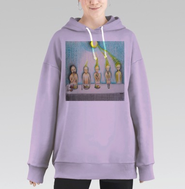 Сцена вдохновения: энергия и выбор за столом, Hoodie Long Oversize Fiolet