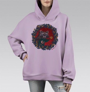 Счастливая печенька, Hoodie Mono Fiolet, оверсайз, утепленная