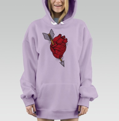 Сердце и стрела, Hoodie Mjhigh Dig Mel, Fiolet, утепленная