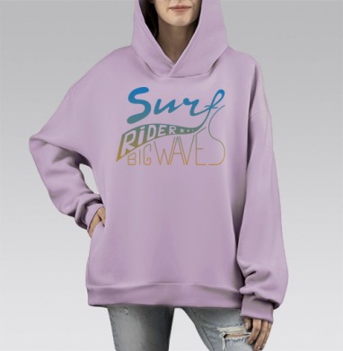 Серфингист. Большые волны., Hoodie Mono Fiolet, оверсайз, утепленная
