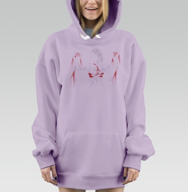 Серия Бой женщина гантели, Hoodie Mjhigh Dig Mel, Fiolet, утепленная