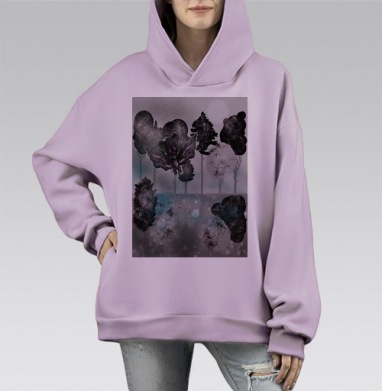 СерияЛес. Лес и Летучий Мыш, Hoodie Mono Fiolet, оверсайз, утепленная