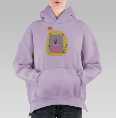 Серый Котяра, Hoodie Oversize Fiolet, утепленная