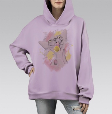 Сфинкс сластена, Hoodie Mono Fiolet, оверсайз, утепленная