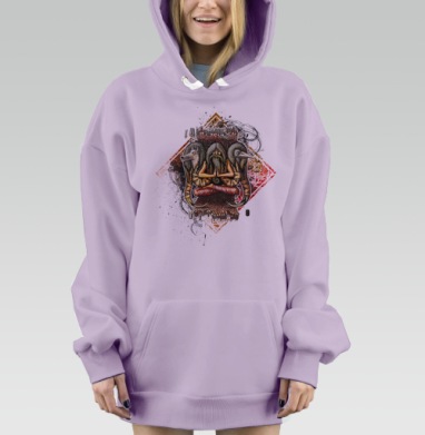 Шаман с тотемными животными, Hoodie Mjhigh Dig Mel, Fiolet, утепленная