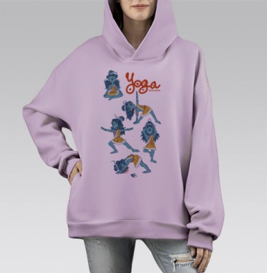 Шива и йога, Hoodie Mono Fiolet, оверсайз, утепленная