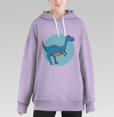 Синий динозаврик, Hoodie Long Oversize Fiolet