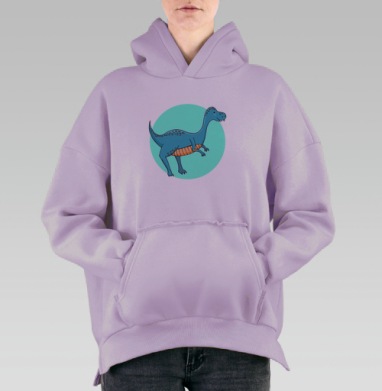 Синий динозаврик, Hoodie Oversize Fiolet, утепленная
