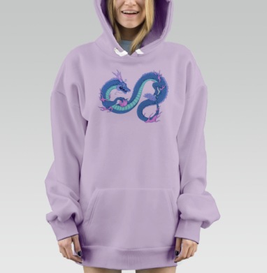 Синий китайский дракон, Hoodie Mjhigh Dig Mel, Fiolet, утепленная
