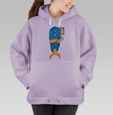 Синяя рыба с топором в кулинарной сцене CHEF, Hoodie Oversize Fiolet