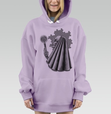 Скелет со свечой, Hoodie Mjhigh Dig Mel, Fiolet, утепленная
