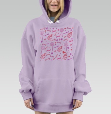 Сладкий паттерн, Hoodie Mjhigh Dig Mel, Fiolet, утепленная