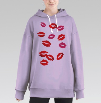 Следы поцелуев, Hoodie Long Oversize Fiolet
