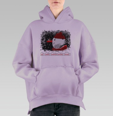 Снегирь и снеговик. Посвящается школьникам и их родителям., Hoodie Oversize Fiolet, утепленная