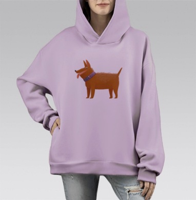 Собака (Живая Азбука), Hoodie Mono Fiolet, оверсайз, утепленная