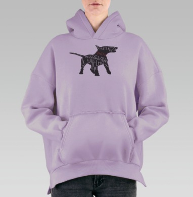 Собака леттеринг, Hoodie Oversize Fiolet, утепленная