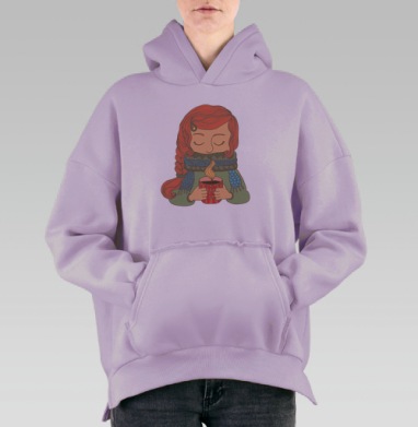 Согревающие вещи, Hoodie Oversize Fiolet, утепленная